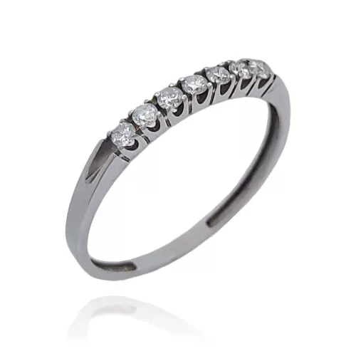Meia Aliança Ouro Branco E Diamantes