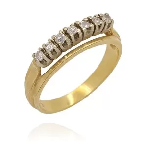 Meia Aliança Ouro 18K E Diamantes