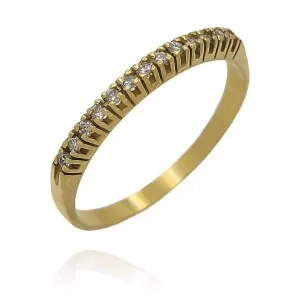 Meia Aliança Ouro 18K E Diamantes