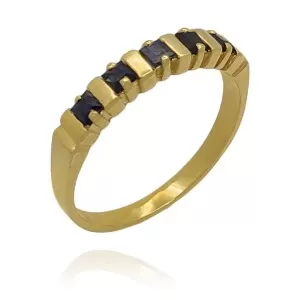 Meia Aliança Ouro 18K E Safiras