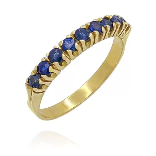 Meia Aliança Ouro 18K E Safiras