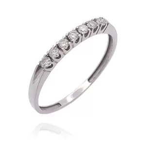 Meia Aliança Ouro Branco E Diamantes