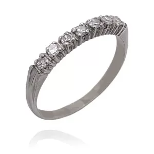 Meia Aliança Ouro Branco E Diamantes