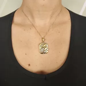 Pingente Ouro 18K Duas Cores E Diamantes