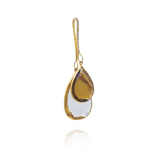Pingente Ouro 18K, Quartzos E Diamantes