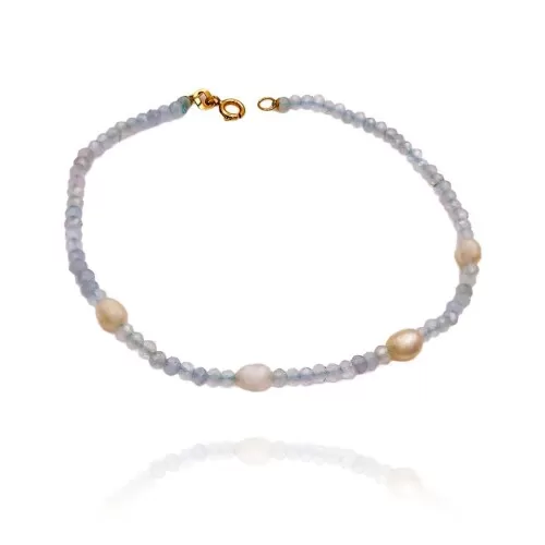 Pulseira Águas Marinhas E Pérolas
