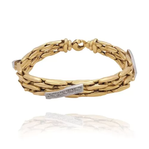 Pulseira Ouro 18K Duas Cores E Diamantes