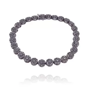 Pulseira Ouro 18K (Ródio Negro) E Diamantes