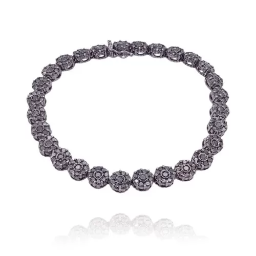 Pulseira Ouro 18K (Ródio Negro) E Diamantes
